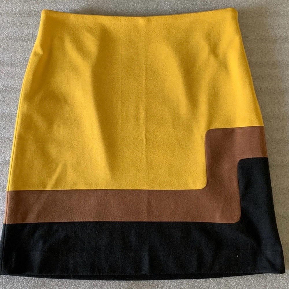 NWT Ann Taylor Loft Womens Career Mustard Yellow Colorblock Retro Skirt